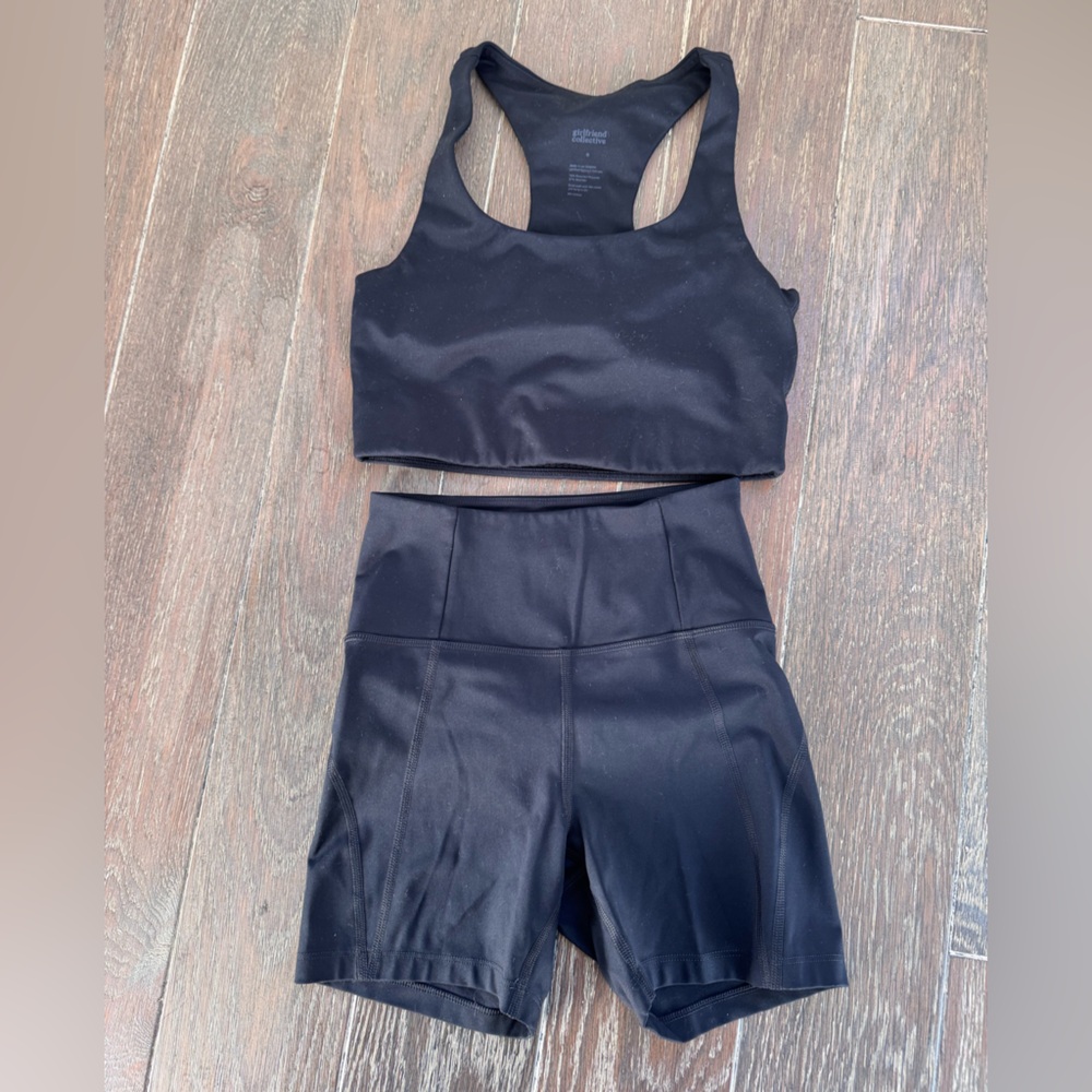 Girlfriend Collective Black Paloma Bra and Bike Shorts Set